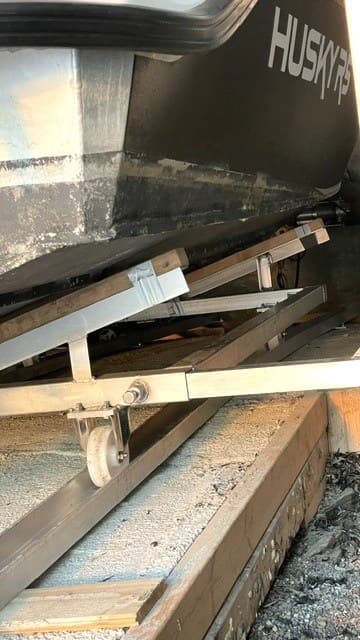 Hjul, ramme og båtstøtter på slippvogn 1 tonn i aluminium