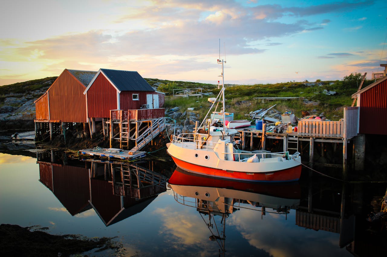 Fishing Boat Docked by Pier 